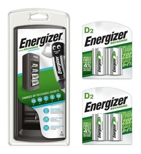 Cargador De Pilas Universal Energizer + Baterías D2