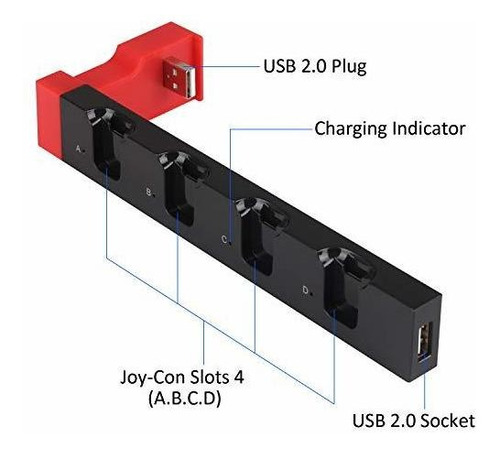 Kingtop Charger Para Nintendo Switch Joy-con, Base De Estaci