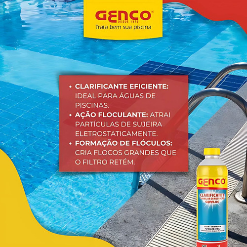 Kit Piscina Genfloc Clarifica + Algicida Manutenção 1l Genco