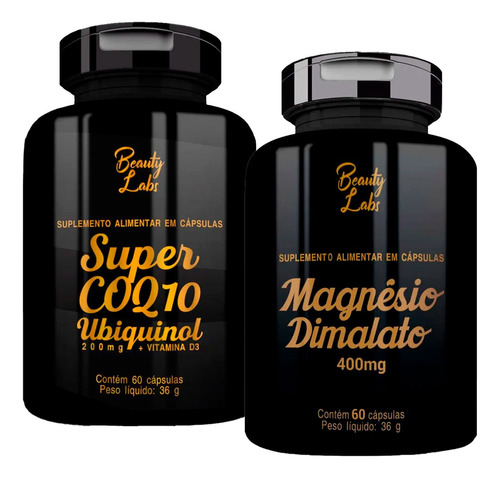 Kit Magnesio Dimalato 400mg + Coenzima Q10 - Beauty Labs Sabor Sem Sabor