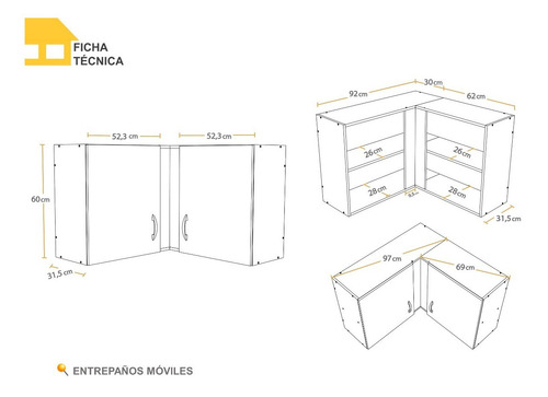 Imagen 5 de 7 de Módulo Aéreo Esquinero Casalista® Cocina