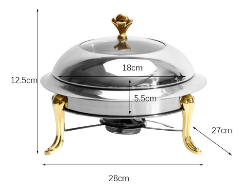 Calentador De Comida De Bufé De Plato De Oro 18cm