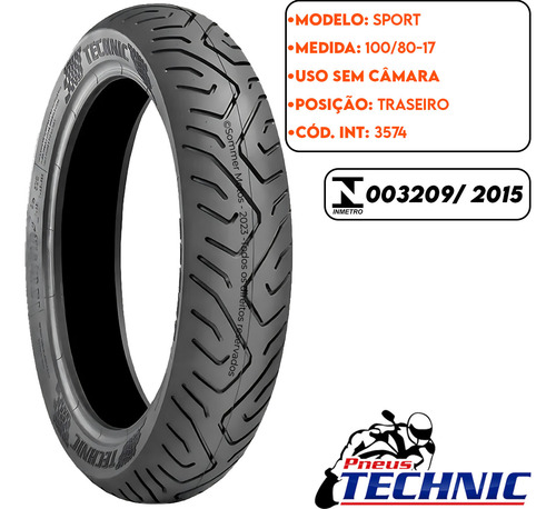 Kit Pneu 275-18+100-80-17 Uso S/camara Technic