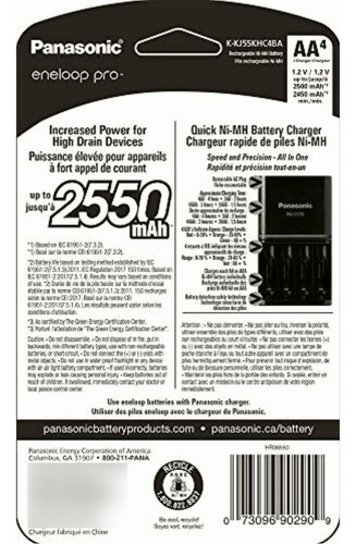 Eneloop Panasonic Cargador Con 4aa Baterías Recargables