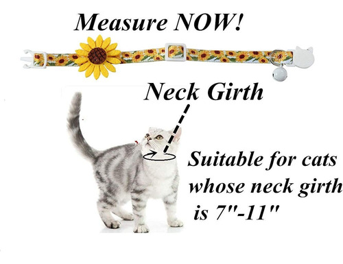 Flower Cat Collar With Detachable Sunflower Charm,yellow Bre