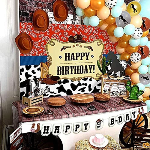 25 Pcs Decoración De Fiesta De Cumpleaños De Vaquero Telón D