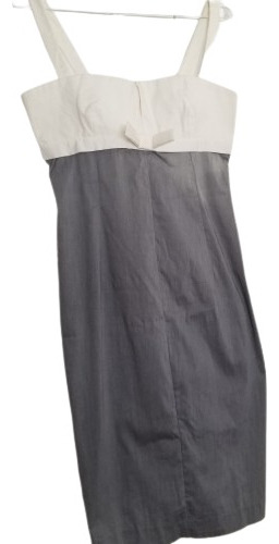 Vestido Tipo Solera Gris Y Blanca, Totalmente Eslastisada