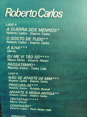 Lp Roberto Carlos 1980 Erasmo Carlos, Boscolli, Greyck,motta (Usado)