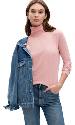 Polera Mujer Gap Cuello Tortuga Manga Larga Rosa