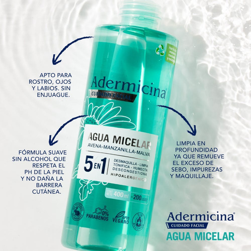 Agua Micelar Adermicina 5 En 1 X 400 Ml