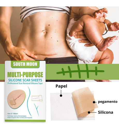 2 Rollos Cinta Silicona Reparación Cicatrices Marcas Piel