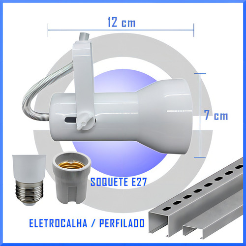 Spot Iluminação P/ Trilho Perfilado Eletrocalha Kit 26 Unid Cor Branco