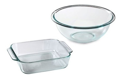 Set Pyrex Bolo De 2.4 Lt + Fte Cuad 1.9 Lt