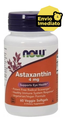 Astaxantina (astaxanthin) 4mg - 60 Softgels - Importada Eua