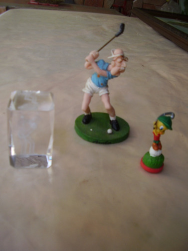 3 Adornos  Figuras Golfistas (muñecos Y Cristal) Decorativos
