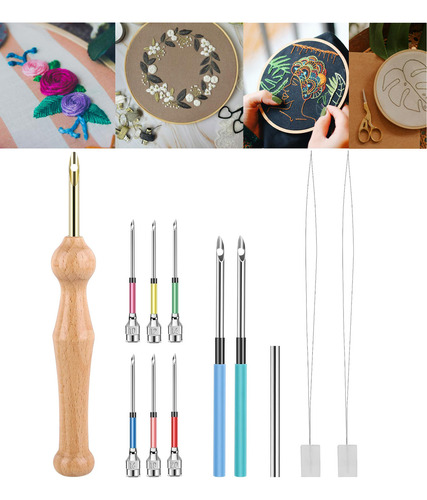 9 Needles Magic Bordado Set,caja Y Cambiador Cabeza Roscador