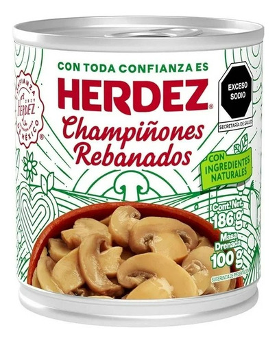 9 Pzas Champiñones Herdez Rebanados 186 G