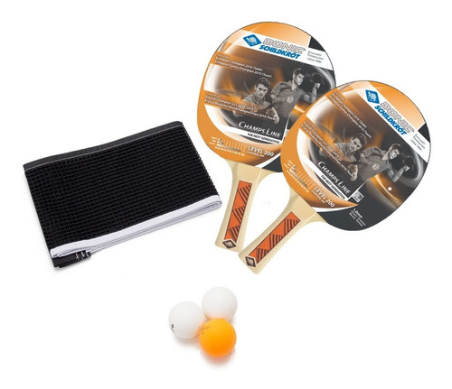 Set 2 Paletas Ping Pong Donic 200 3 Pelotitas Red Soportes