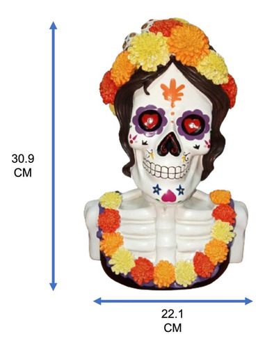 Decoración Catrina Con Luz De Led Día De Muertos Halloween