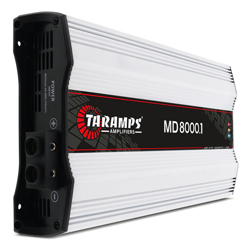 Módulo amplificador automotriz Taramps 8000w Md 8000.1 de 1 ohmio, color blanco