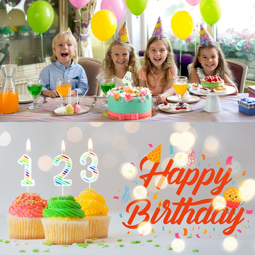Velas De Cumpleaños, Velas De Cumpleaños Arcoíris Para Tarta