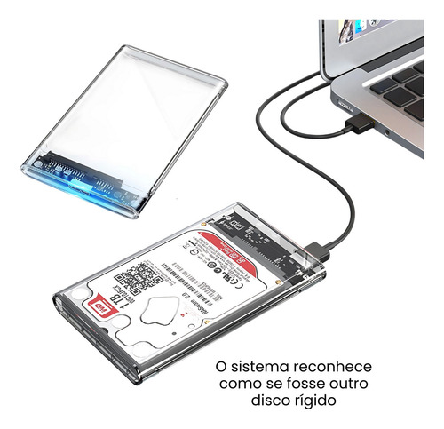 Case Para Hd Slim Externo Usb 3.0 Computador Ssd Hdd Sata 2.5 Notebook Pc Ps4 Transparente Bekcommerce