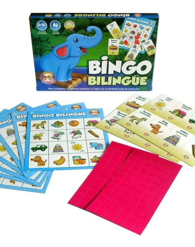 2x Juego Lotería Bingo Bilingüe Español Ingles Idioma Niños