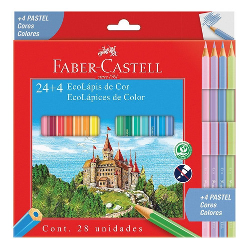 Lapiz Faber Castell  Ecolapiz  X24 + 4 Lapices Pasteles