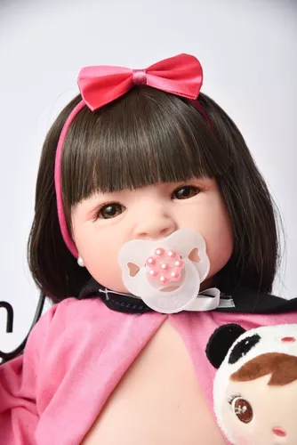 Bebê Boneca Reborn Realista Com Cabelo Castanha Barata Panda Menina  Presente Enxoval - Escorrega o Preço