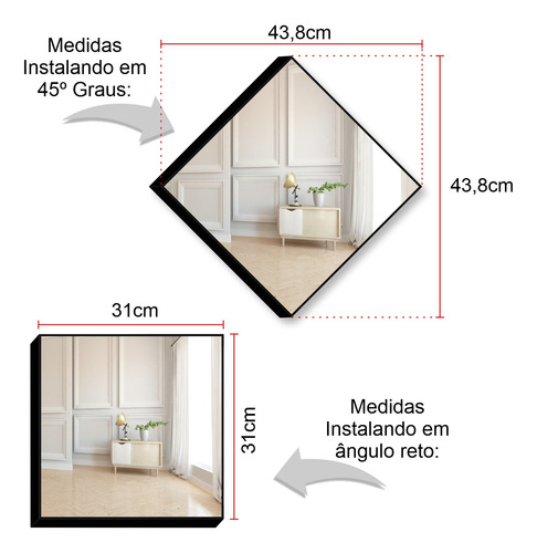 Kit Espelhos Decorativos Grande Em Vidro Mosaico Com Moldura