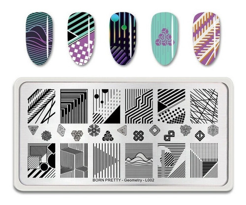 Born Pretty Placa Sello Uñas Stamping Bp-l002 Geometry Serie