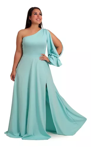 Vestido De Festa Longo Verde Tiffany Plus Size | MercadoLivre 📦