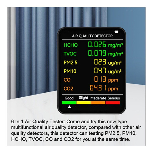 2024 6 En 1 Pm2,5 Pm10 Hcho Tvoc Co Co2 Aire Multifuncional