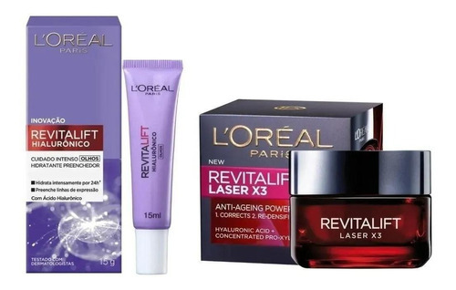 Kit Contorno Olhos Hialurônico + Revitalift Laser X3 Loreal