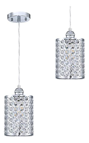 Colgante Cristal 1 Luz 2 Pack, Níquel Pulido, Moderno,