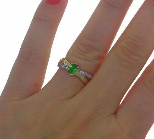 Anel De formatura Ouro 18k Esmeralda Natural E Zircônias