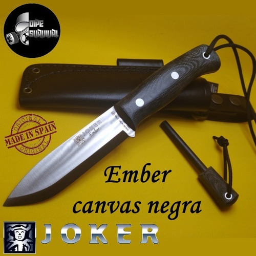 Cuchillo Bushcraft Español Joker Ember Micarta Canvas Negra