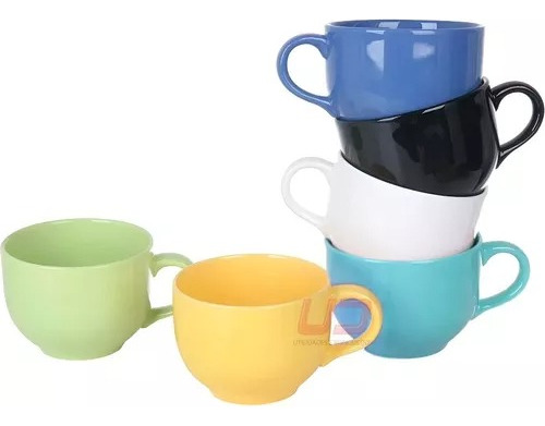  Kit 5 Caneca Jumbo Sopa Cerâmica 740ml Oxford Porcelanas