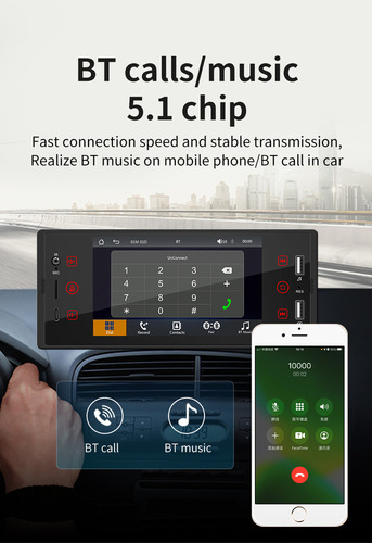 Reproductor Mp5 Estéreo Para Coche Con Subwoofer Usb Bt Aux