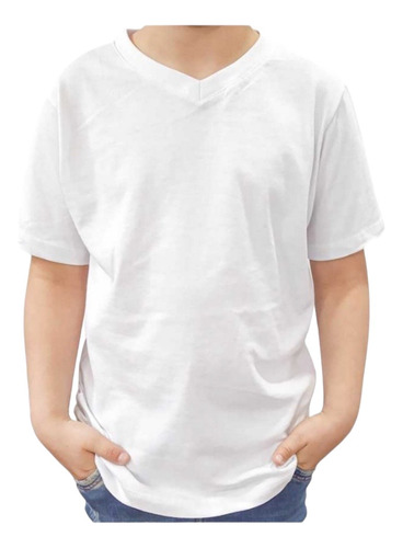Camiseta Camisilla Blanca Cuello En V Para Adulto 