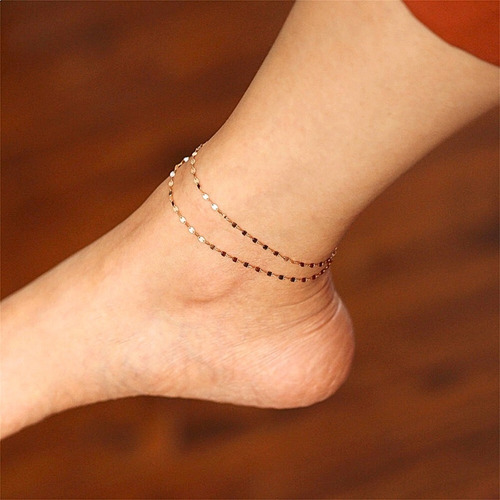 Imagen 5 de 10 de Pulseras Tobilleras Mujer Fina Cadena De Cuerpo Acero Dorada