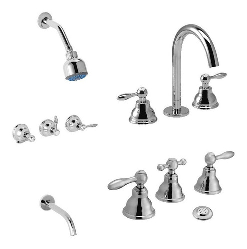 Imagen 1 de 7 de Set Combo Baño Lavatorio Bidet Ducha Lever Hydros Kiss Ofert