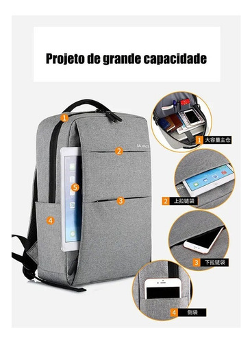 Mochila Ejecutiva Impermeable Para Macbook Premium Com Usb