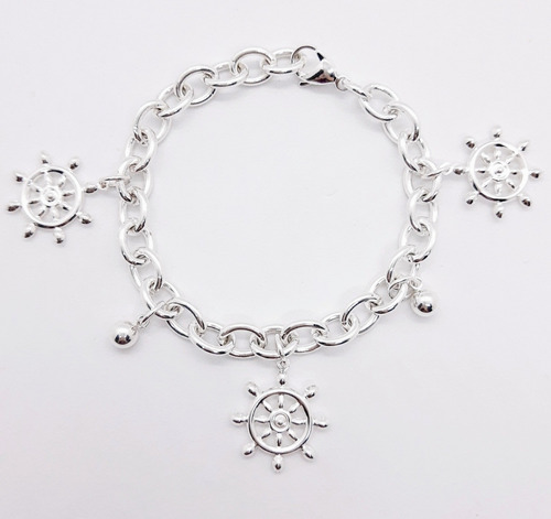 Pulsera Acero Blanco Plata Ionizado Timón