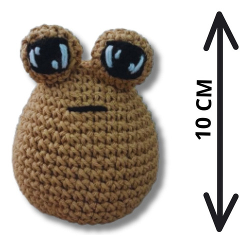 Pou Triste Peluche Amigurumi Alien Emoji Tiktok Crochet 10cm Beige
