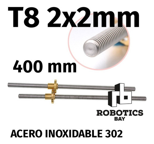 Tornillo Thsl T8 2x2 400mm 40cm Acme Cnc Varilla Roscada