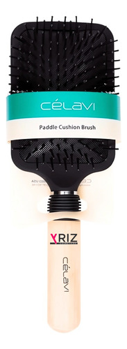 Cepillo Para Cabello De Madera Profesional Cuadrado Celavi Color Negro