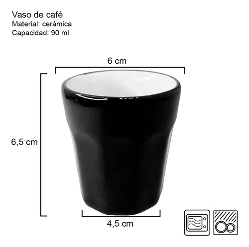 Set X6 Vasos De Cafe Ceramica 90cc Oxford Pocillo Te Bz3