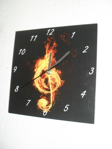 Reloj Personalizado 25x25 Guitarras De Fuego Música Y Arte 