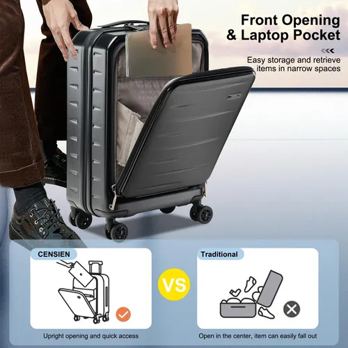 Carry On Luggage Censien, 20 Pulgadas, Ligero, Abs Y Policar